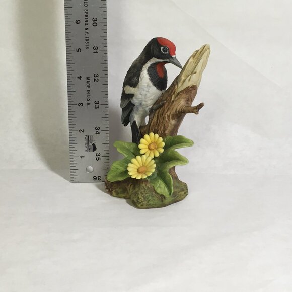 Andrea By Sadek Downy Woodpecker Porcelain with Removable Wooden Base  #9386 - Picture 4 of 14